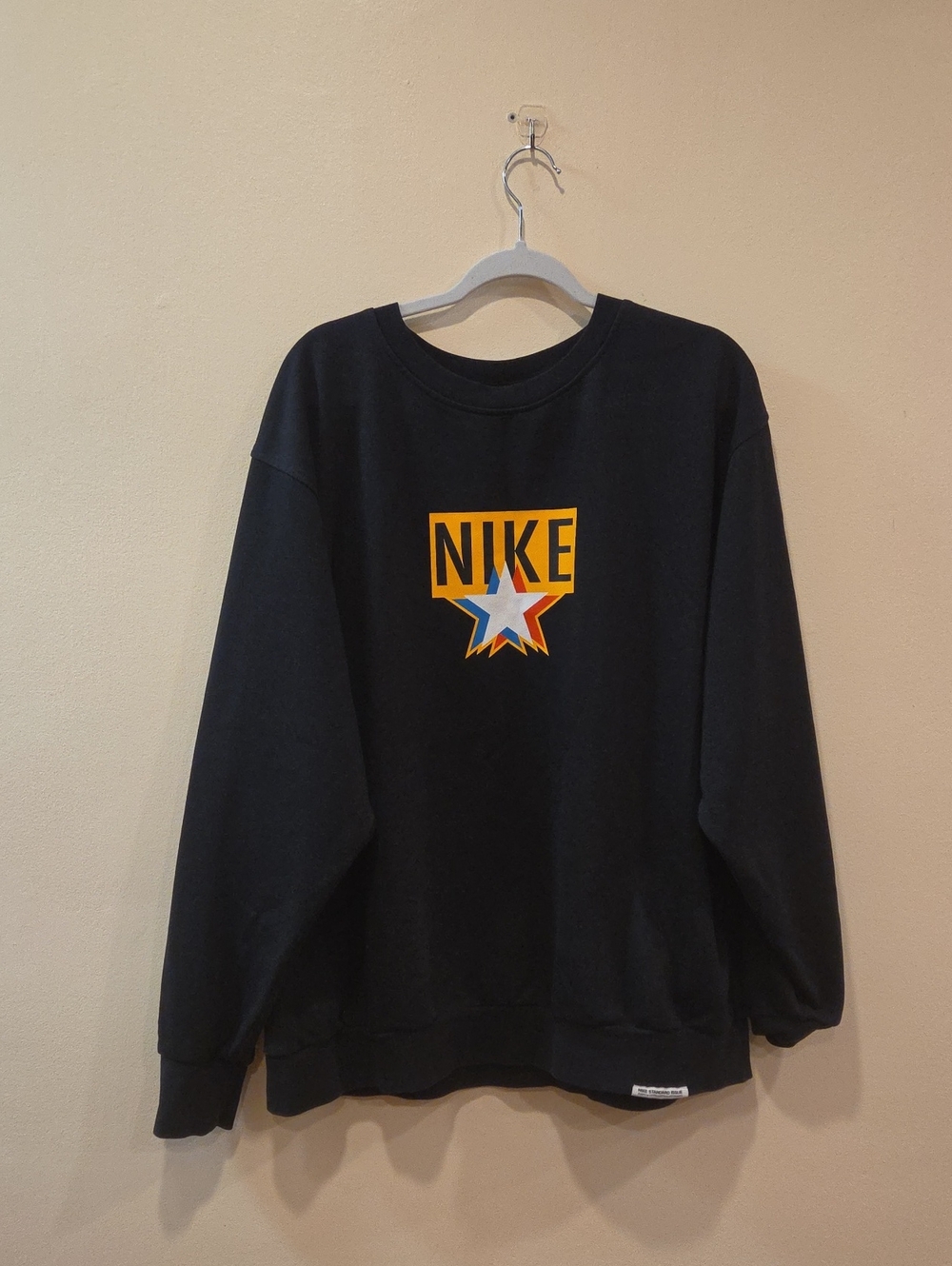 Nike Black Crewneck Sweatshirt with Multicolor Star Logo